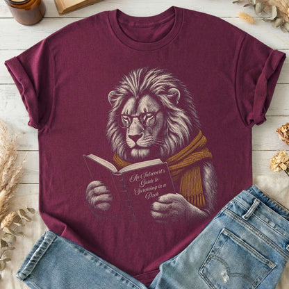 Introvert's Guide to Surviving in a Pack Lion Reader T-Shirt