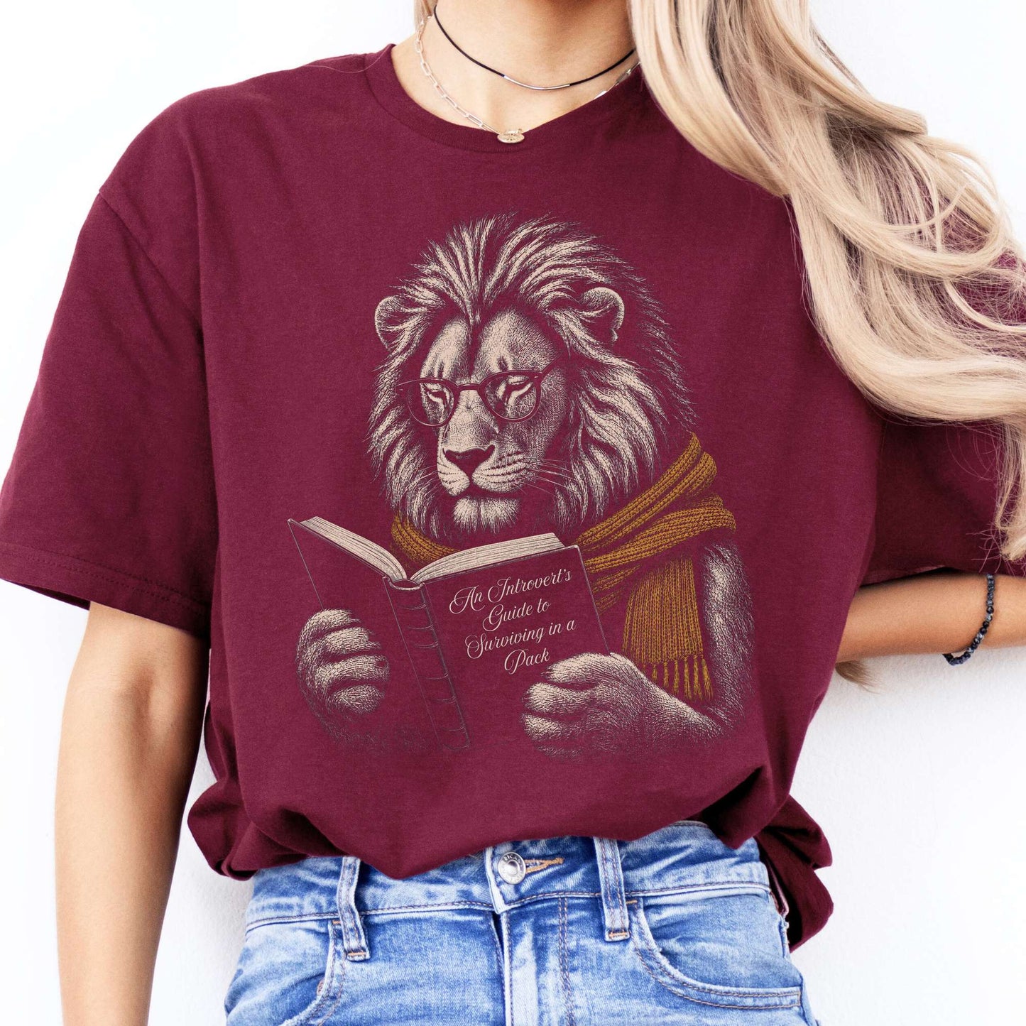 Introvert's Guide to Surviving in a Pack Lion Reader T-Shirt