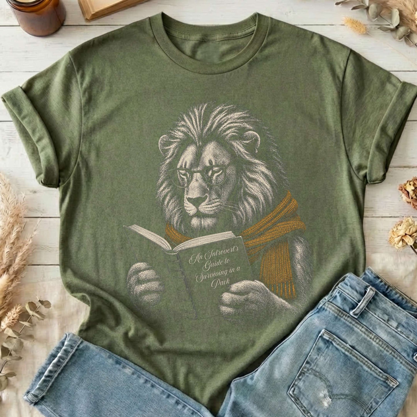Introvert's Guide to Surviving in a Pack Lion Reader T-Shirt