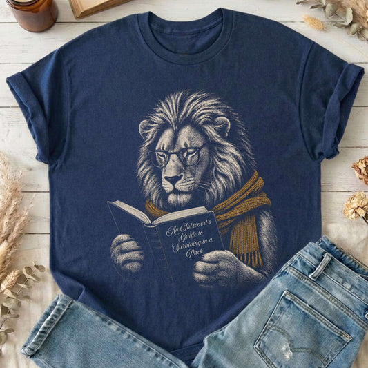 Introvert's Guide to Surviving in a Pack Lion Reader T-Shirt