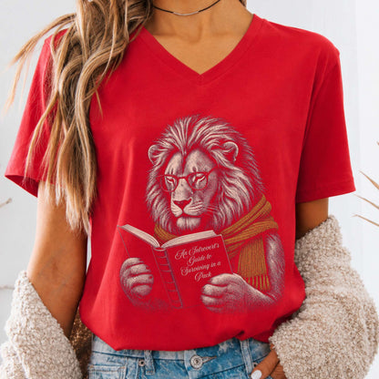 Introvert's Guide to Surviving in a Pack Lion Reader V-Neck