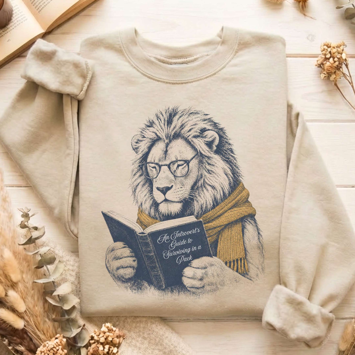 Introvert's Guide to Surviving in a Pack Lion Reader Sweatshirt