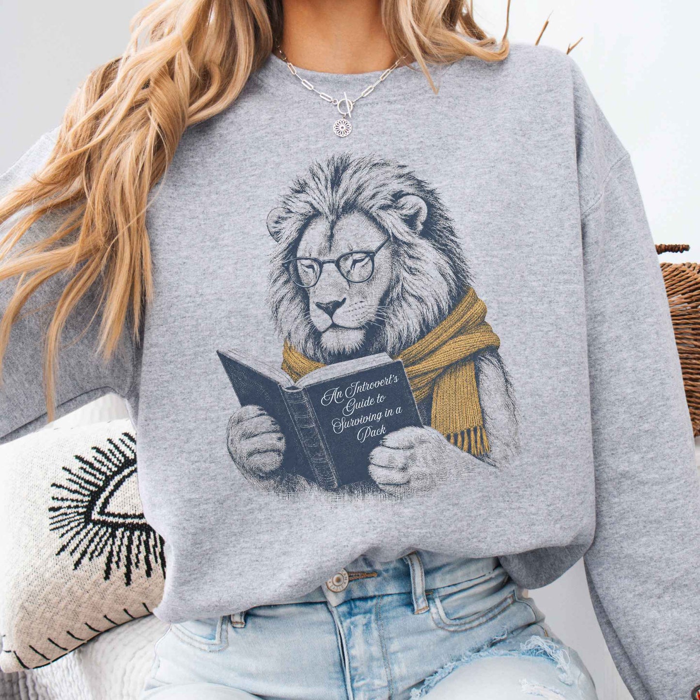Introvert's Guide to Surviving in a Pack Lion Reader Sweatshirt