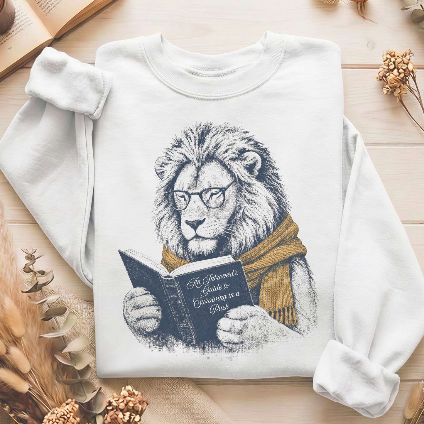 Introvert's Guide to Surviving in a Pack Lion Reader Sweatshirt
