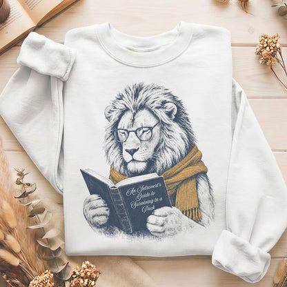 Introvert's Guide to Surviving in a Pack Lion Reader Sweatshirt