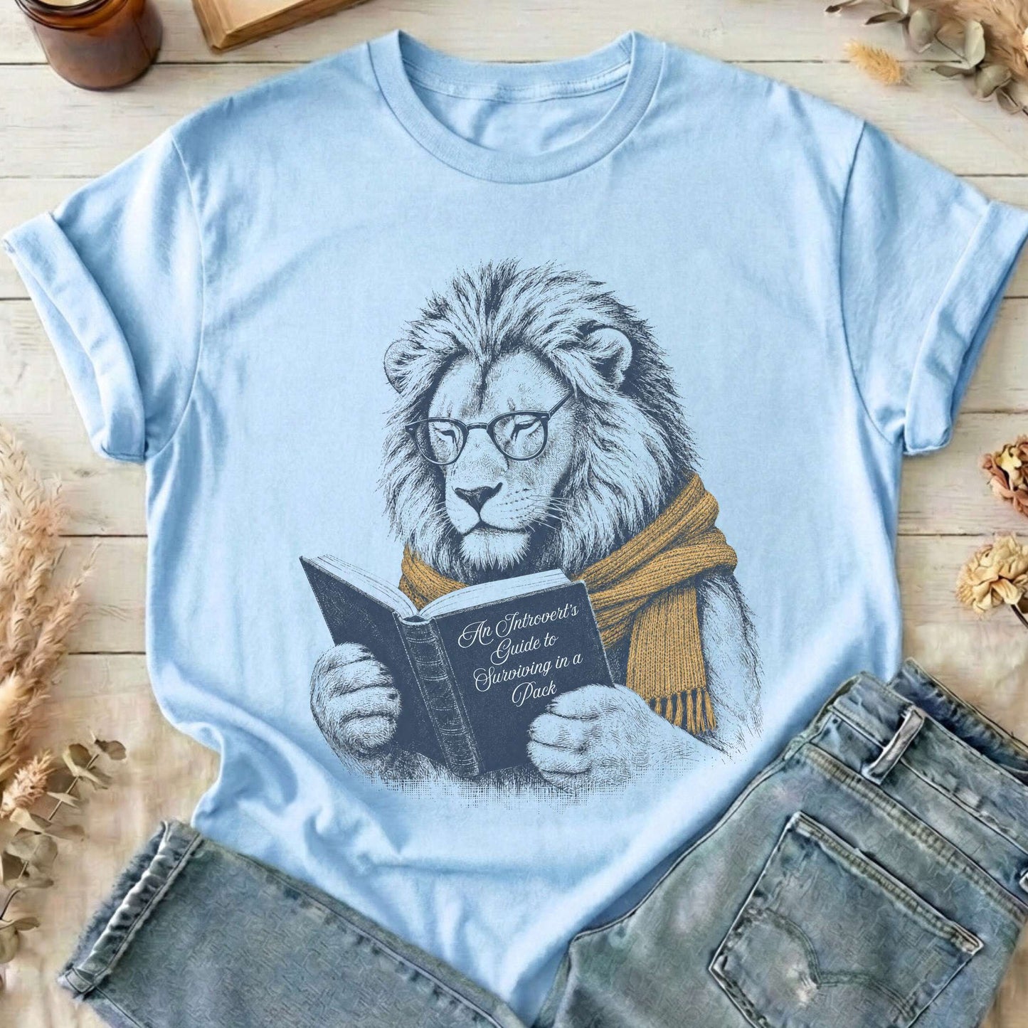 Introvert's Guide to Surviving in a Pack Lion Reader T-Shirt