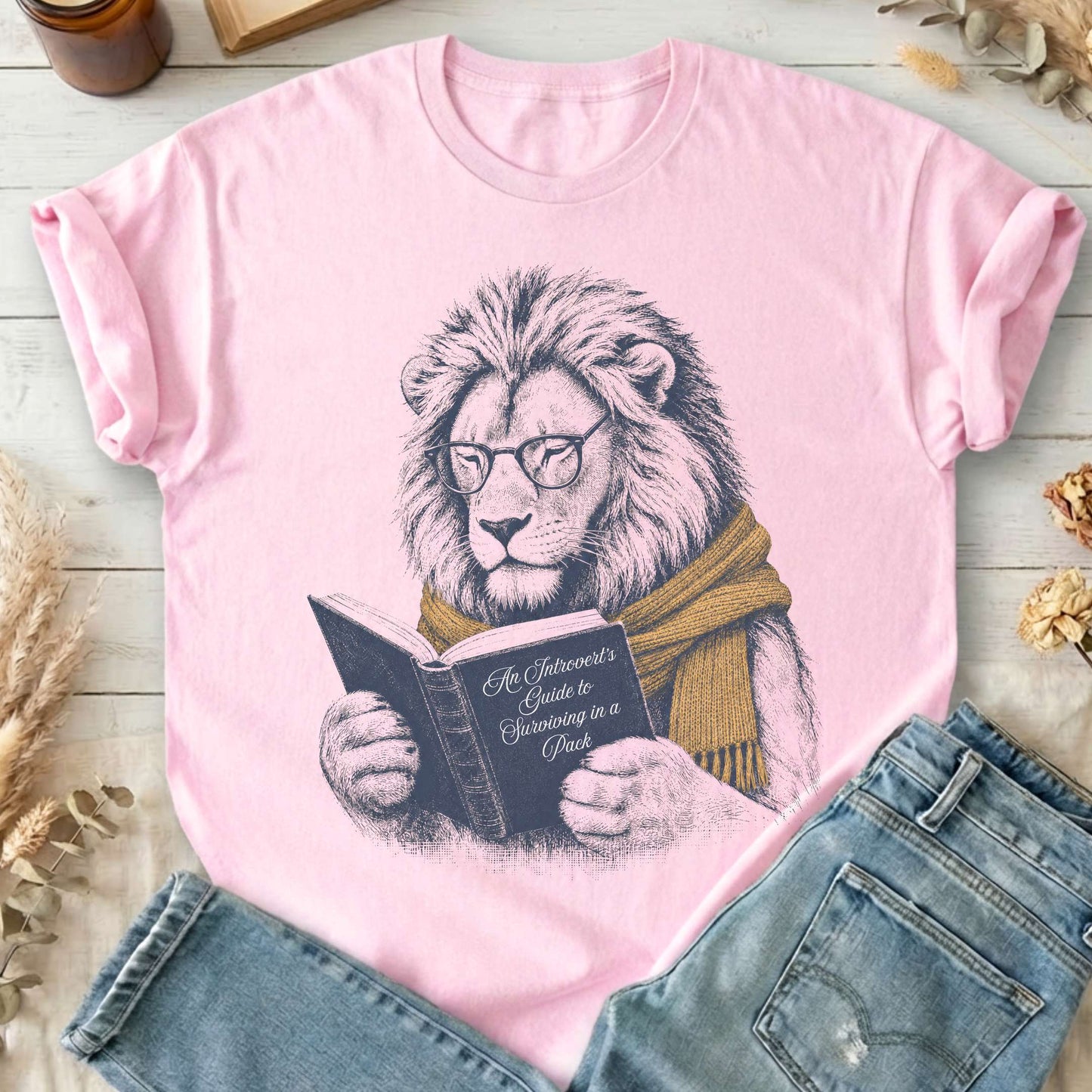 Introvert's Guide to Surviving in a Pack Lion Reader T-Shirt