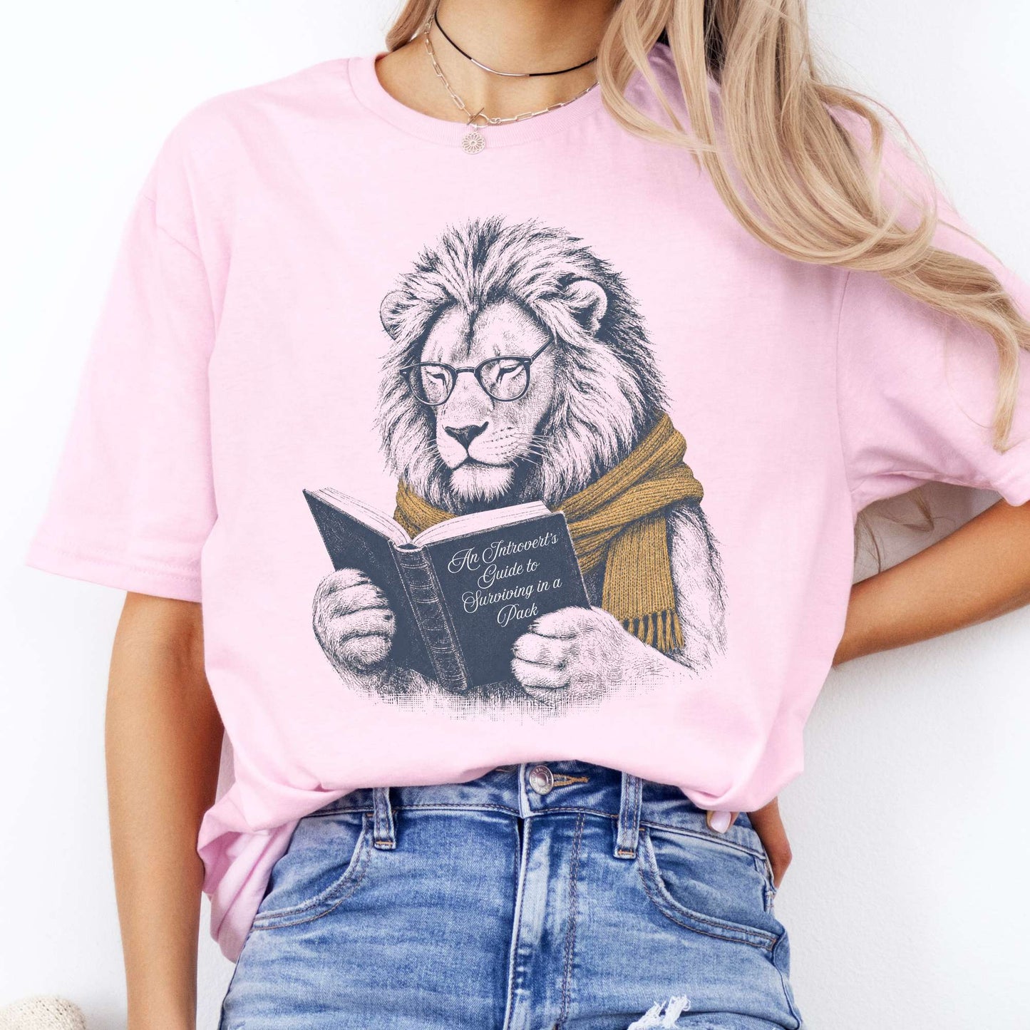 Introvert's Guide to Surviving in a Pack Lion Reader T-Shirt