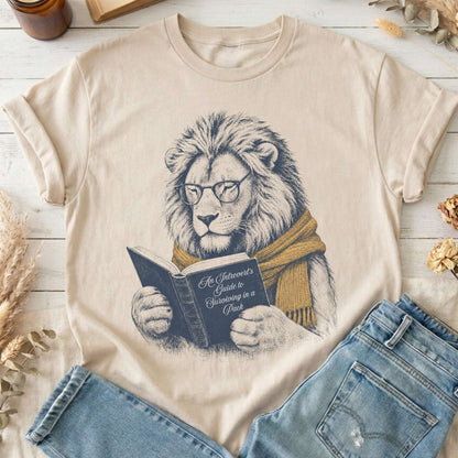 Introvert's Guide to Surviving in a Pack Lion Reader T-Shirt
