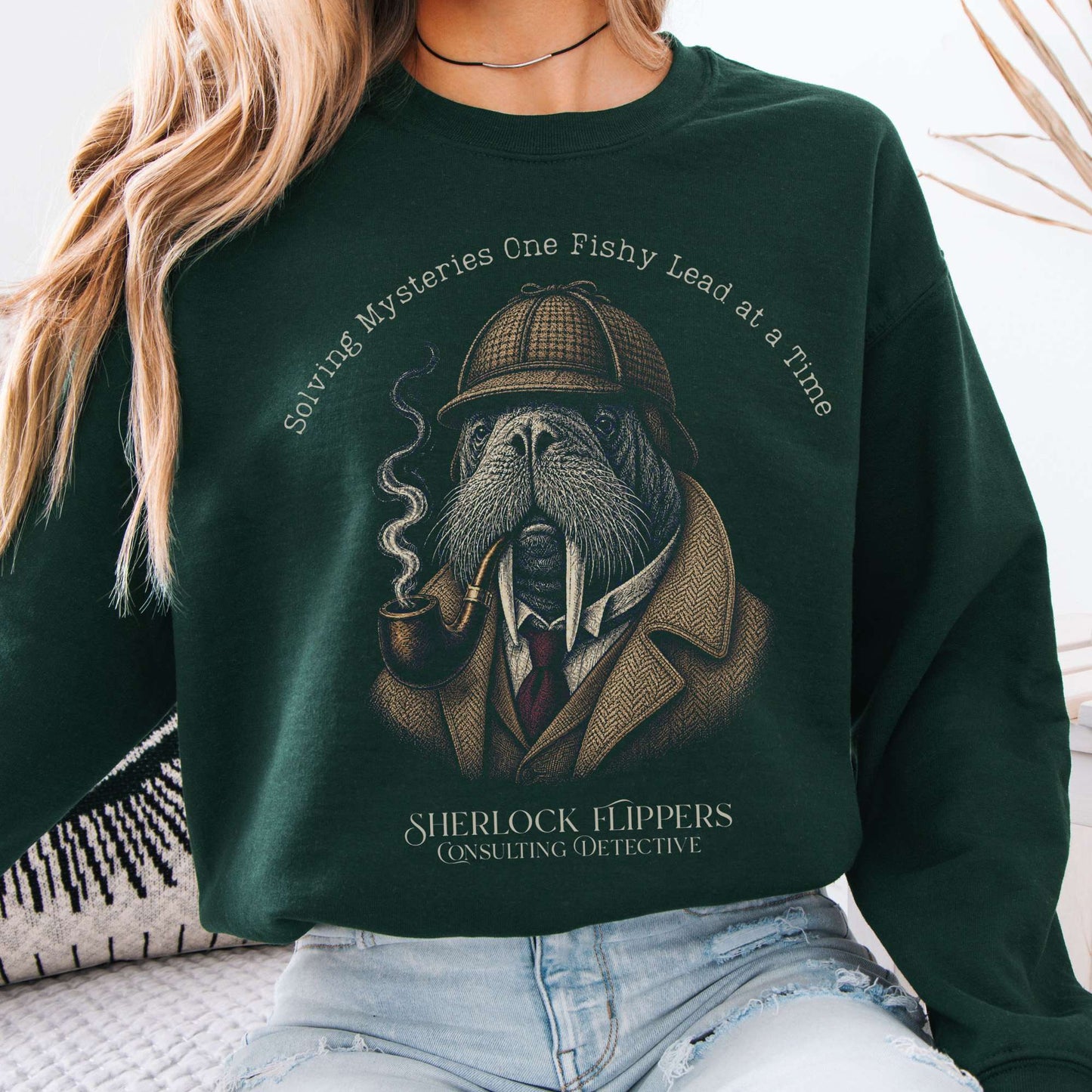 Sweatshirt Forest Green / S Sherlock Flippers: Consulting Detective Sweatshirt The Mystic Eden