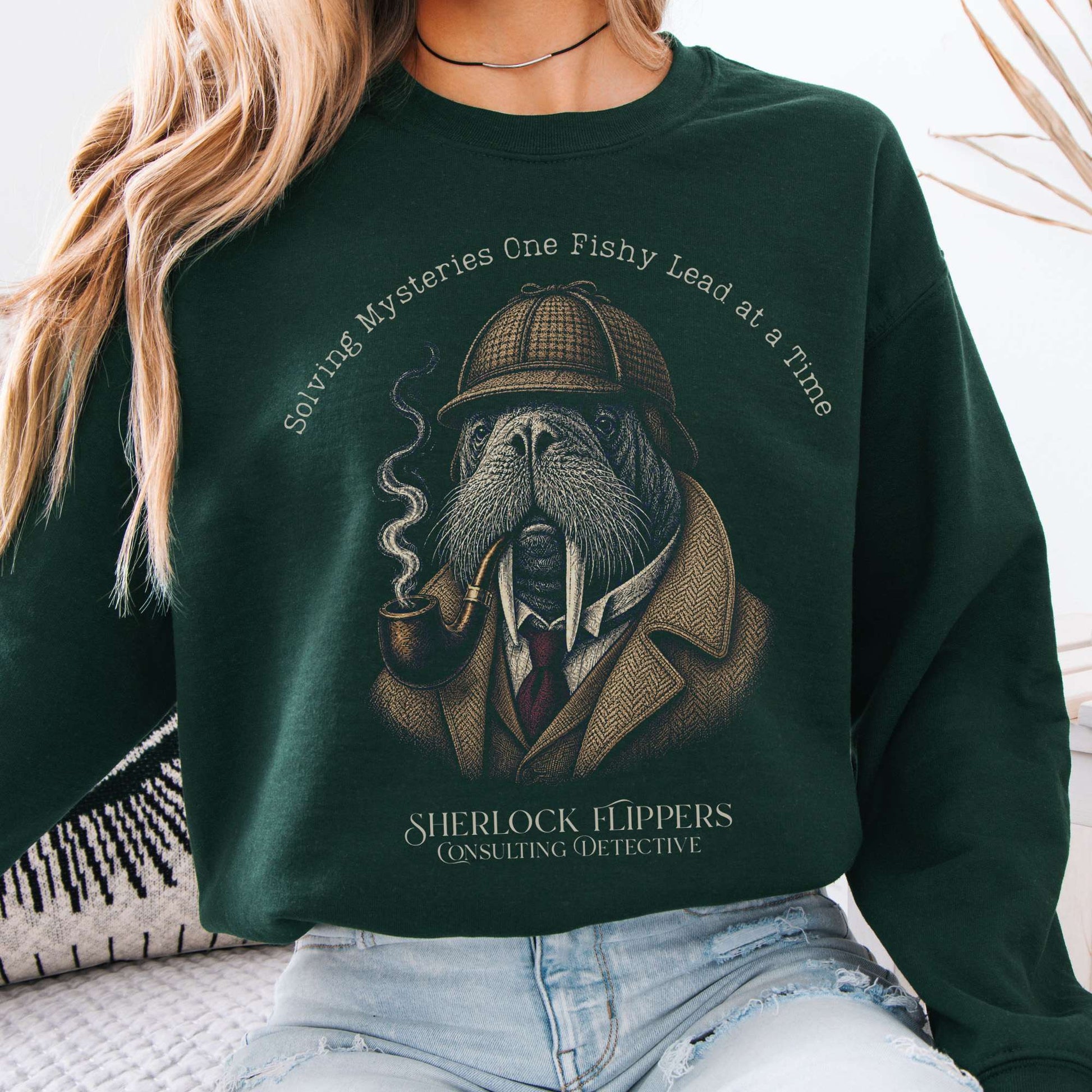 Sweatshirt Forest Green / S Sherlock Flippers: Consulting Detective Sweatshirt The Mystic Eden