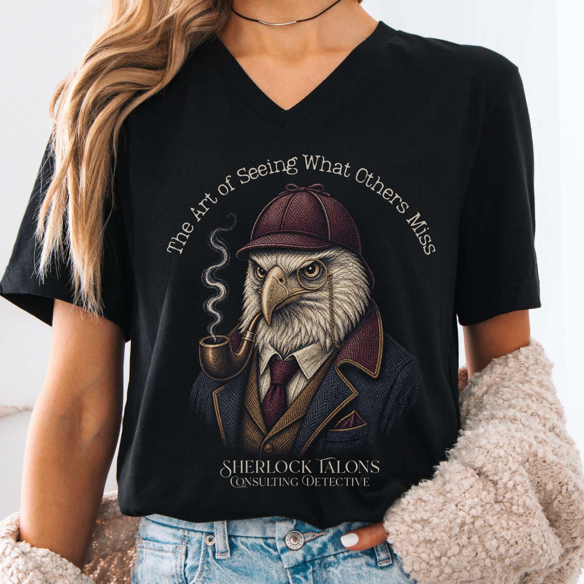 V-neck Black / S Sherlock Talons: Consulting Detective V-Neck The Mystic Eden