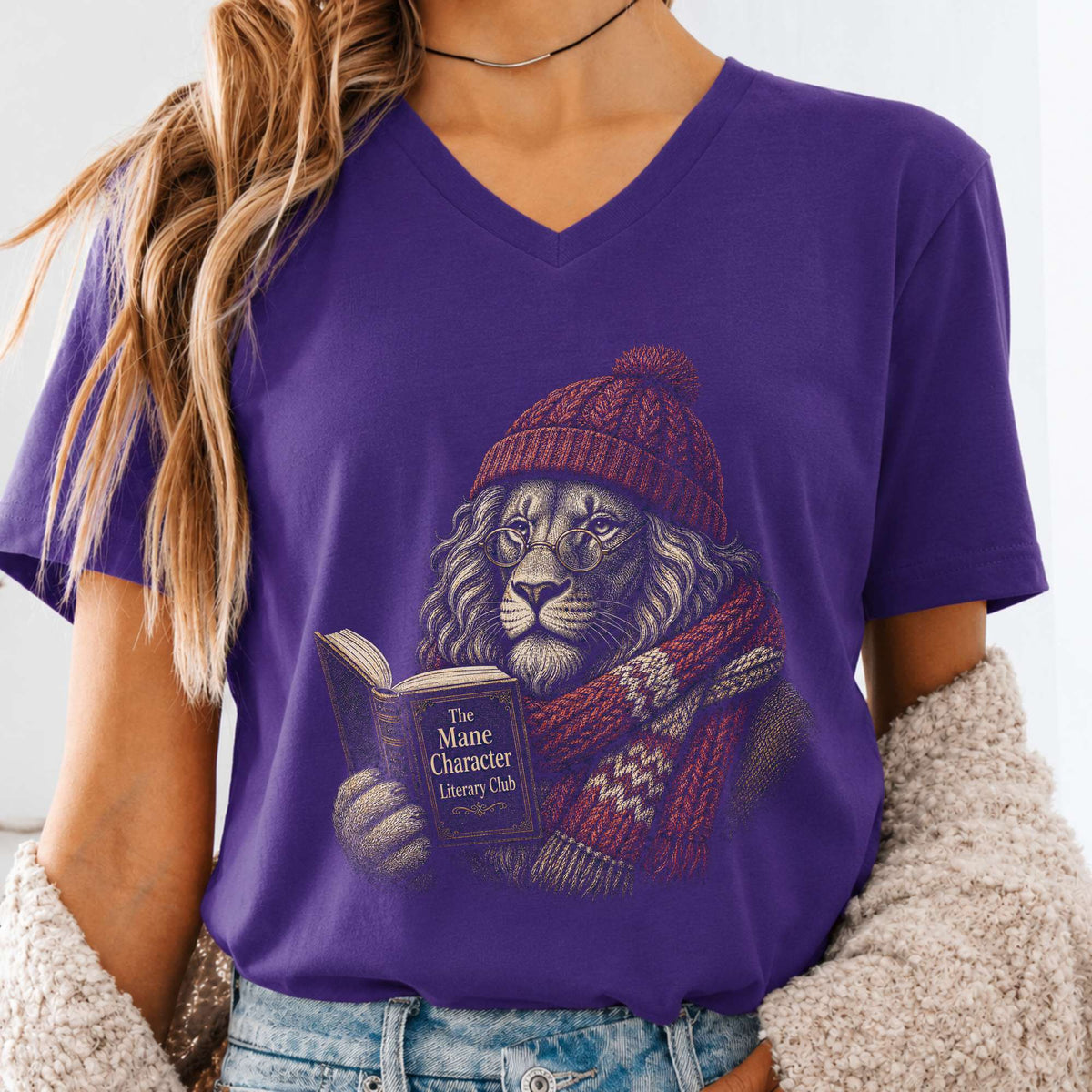 The Mane Character Literary Club Lion V-Neck