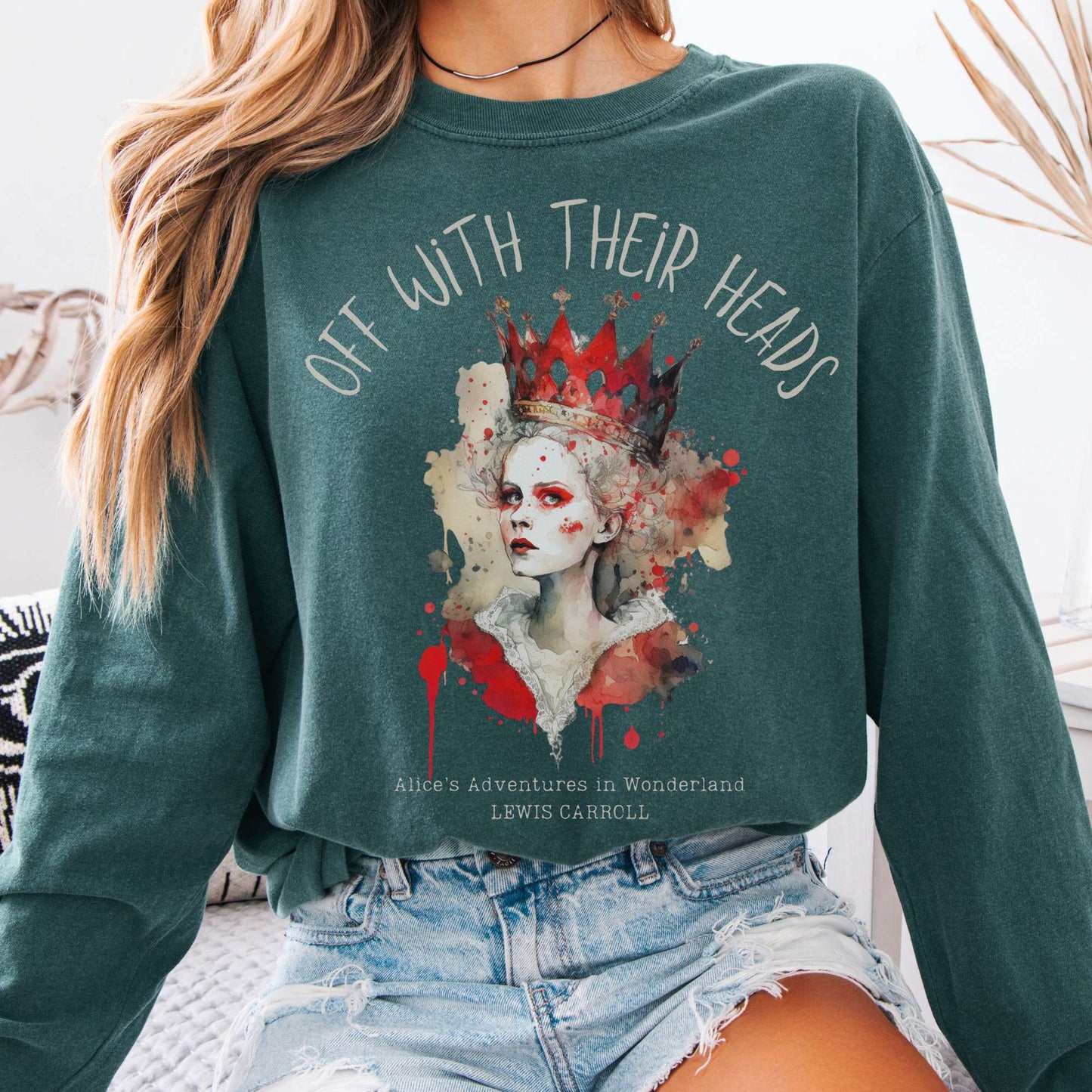 Long-sleeve Blue Spruce / S Off With Their Heads Queen of Hearts Long Sleeve The Mystic Eden