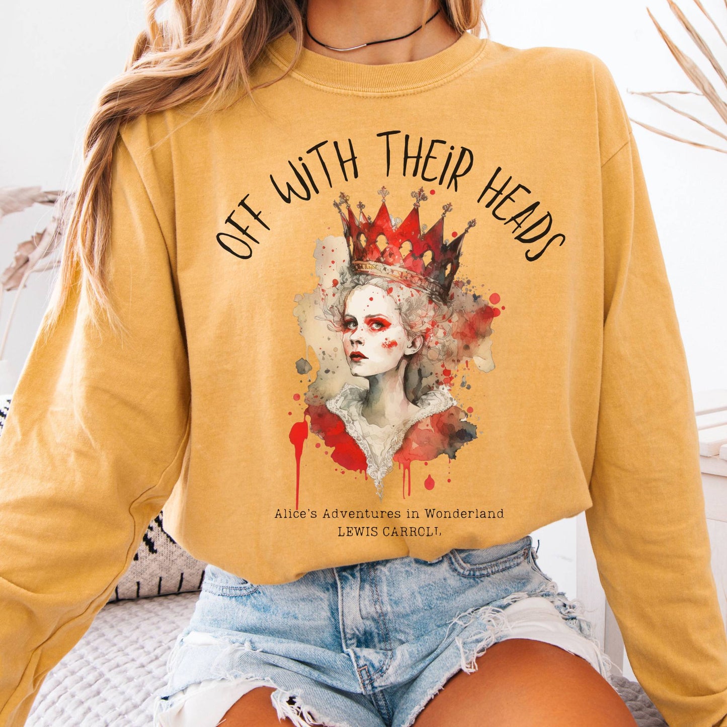 Long-sleeve Mustard / S Off With Their Heads Queen of Hearts Long Sleeve The Mystic Eden