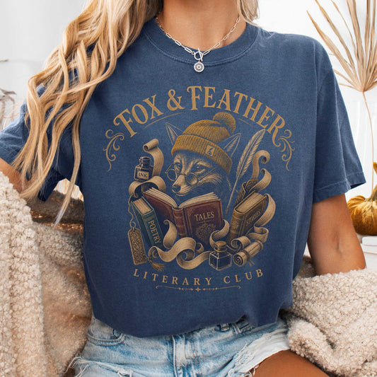 T-Shirt Denim / S Fox & Feather Literary Club T-Shirt The Mystic Eden