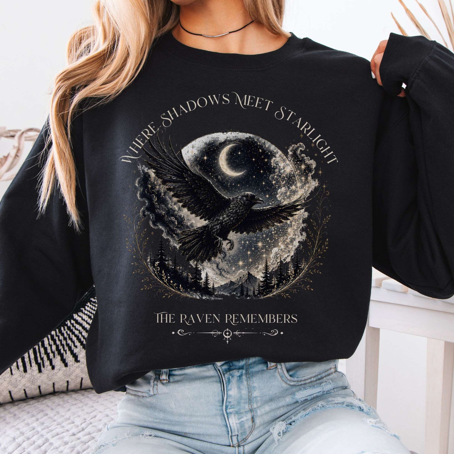 Where Shadows Meet Starlight Raven Sweatshirt