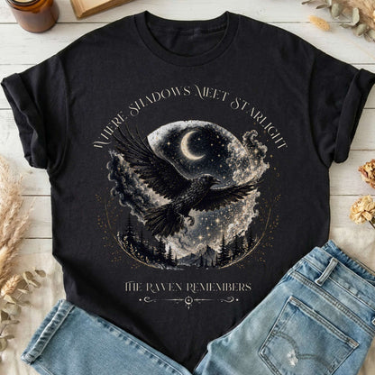 Where Shadows Meet Starlight Raven T-Shirt