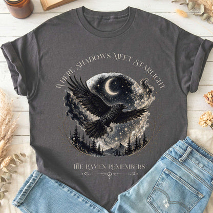 Where Shadows Meet Starlight Raven T-Shirt