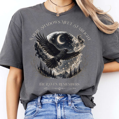 Where Shadows Meet Starlight Raven T-Shirt