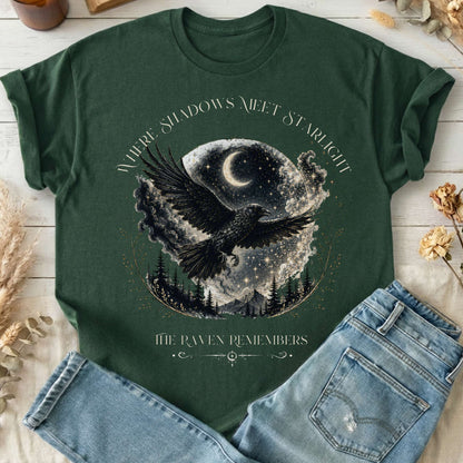Where Shadows Meet Starlight Raven T-Shirt