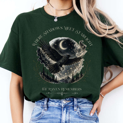 Where Shadows Meet Starlight Raven T-Shirt