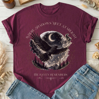 Where Shadows Meet Starlight Raven T-Shirt