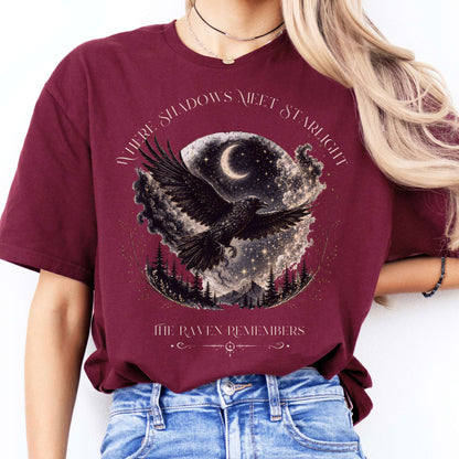 Where Shadows Meet Starlight Raven T-Shirt