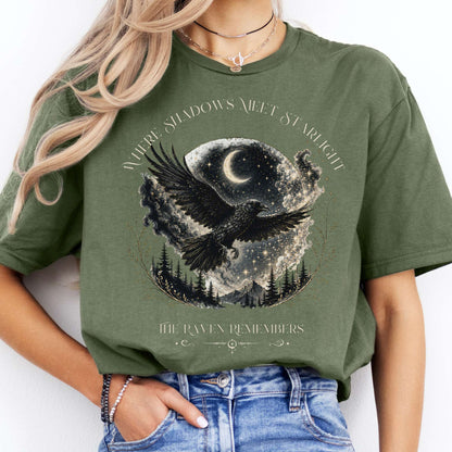Where Shadows Meet Starlight Raven T-Shirt