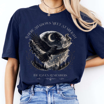 Where Shadows Meet Starlight Raven T-Shirt