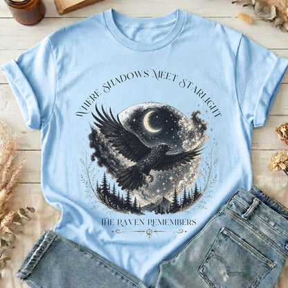 Where Shadows Meet Starlight Raven T-Shirt