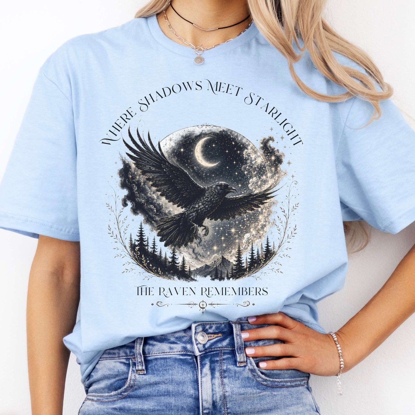 Where Shadows Meet Starlight Raven T-Shirt