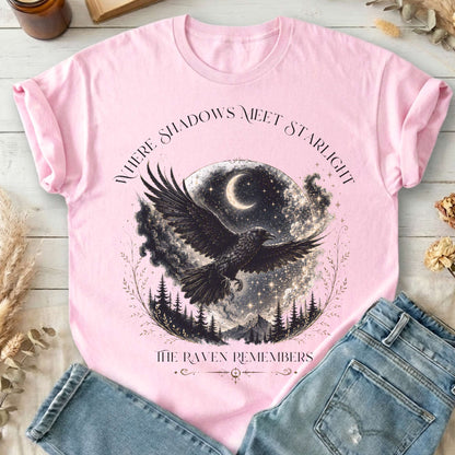 Where Shadows Meet Starlight Raven T-Shirt
