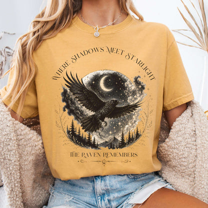 T-Shirt Mustard / S Where Shadows Meet Starlight Raven T-Shirt The Mystic Eden