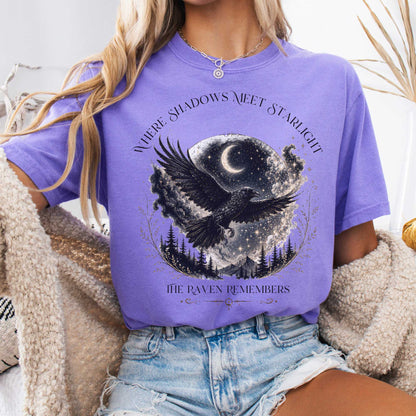 T-Shirt Violet / S Where Shadows Meet Starlight Raven T-Shirt The Mystic Eden
