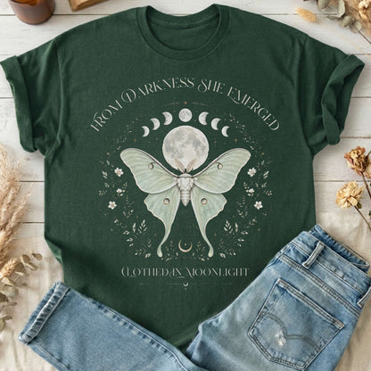 From Darkness She Emerged Clothed in Moonlight T-Shirt