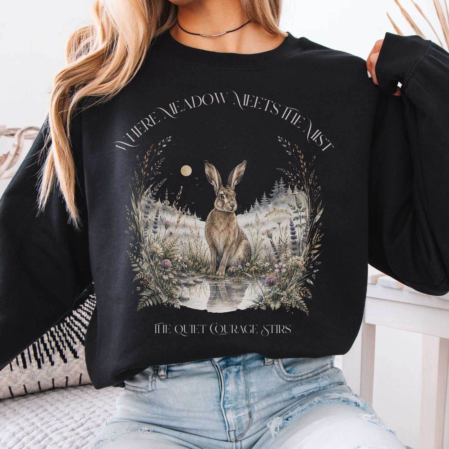 Sweatshirt Black / S Where Meadow Meets the Mist Crewneck Sweatshirt The Mystic Eden