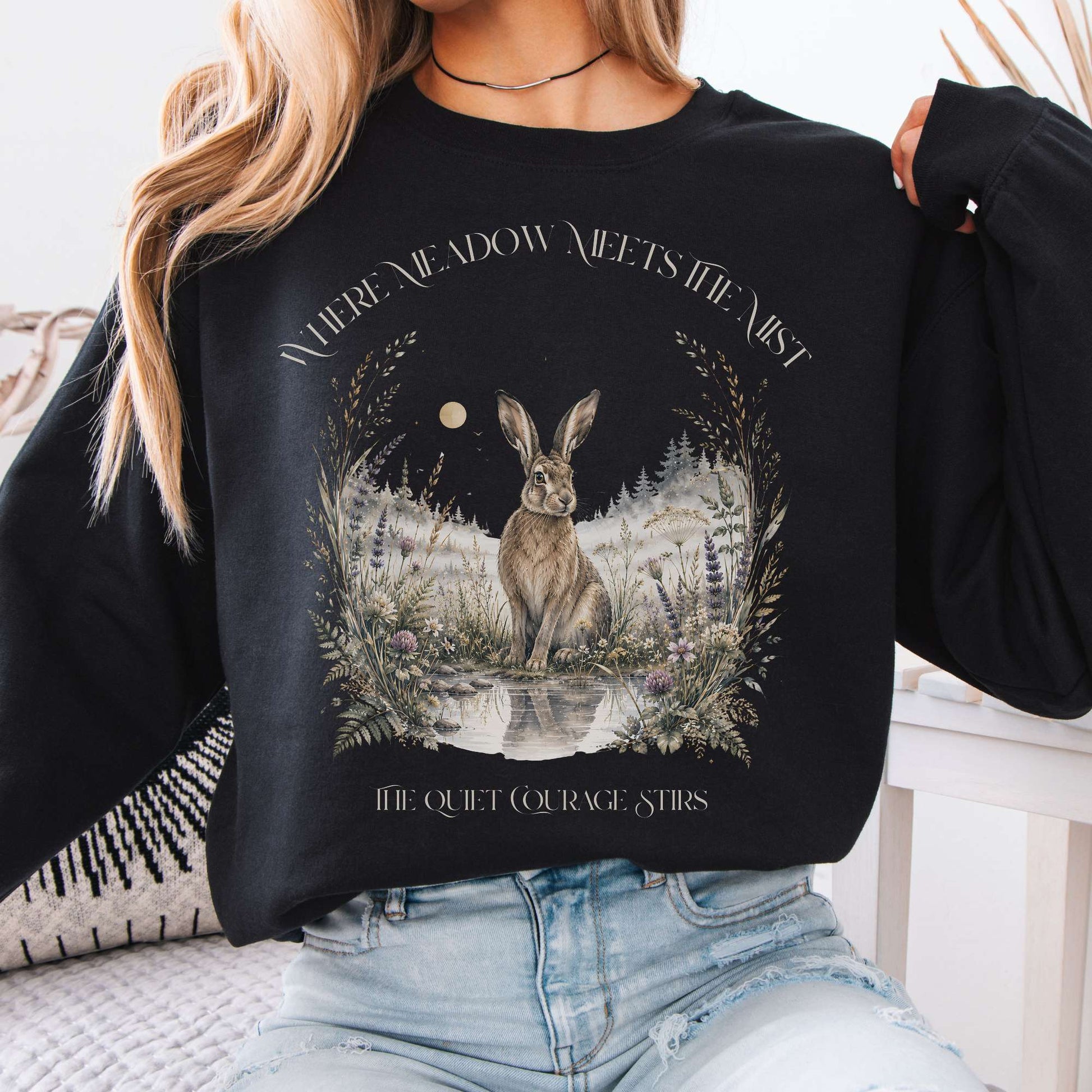 Sweatshirt Black / S Where Meadow Meets the Mist Crewneck Sweatshirt The Mystic Eden