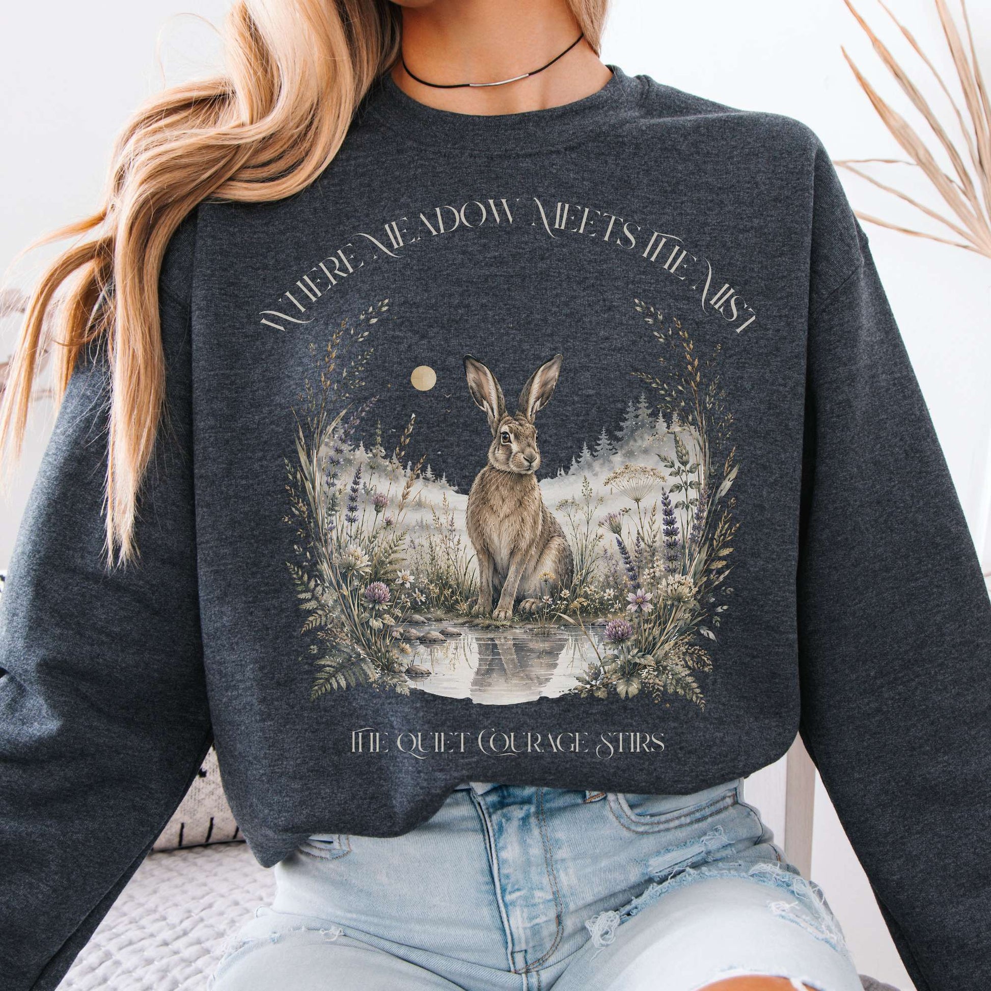 Sweatshirt Dark Heather / S Where Meadow Meets the Mist Crewneck Sweatshirt The Mystic Eden