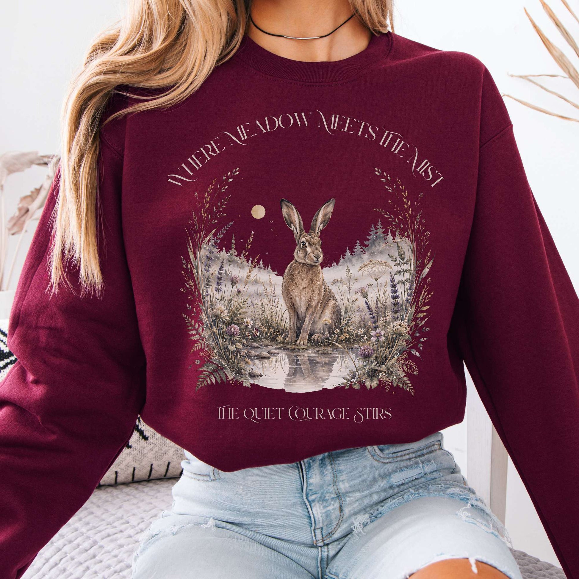 Sweatshirt Maroon / S Where Meadow Meets the Mist Crewneck Sweatshirt The Mystic Eden