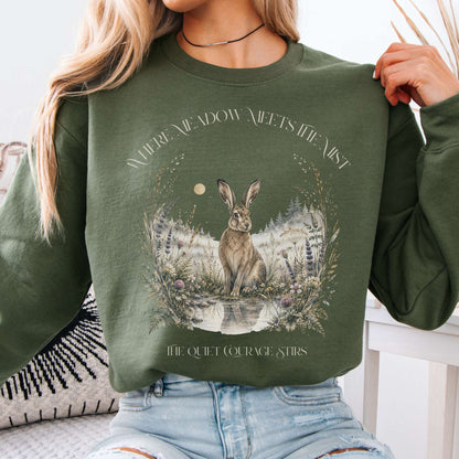 Sweatshirt Military Green / S Where Meadow Meets the Mist Crewneck Sweatshirt The Mystic Eden