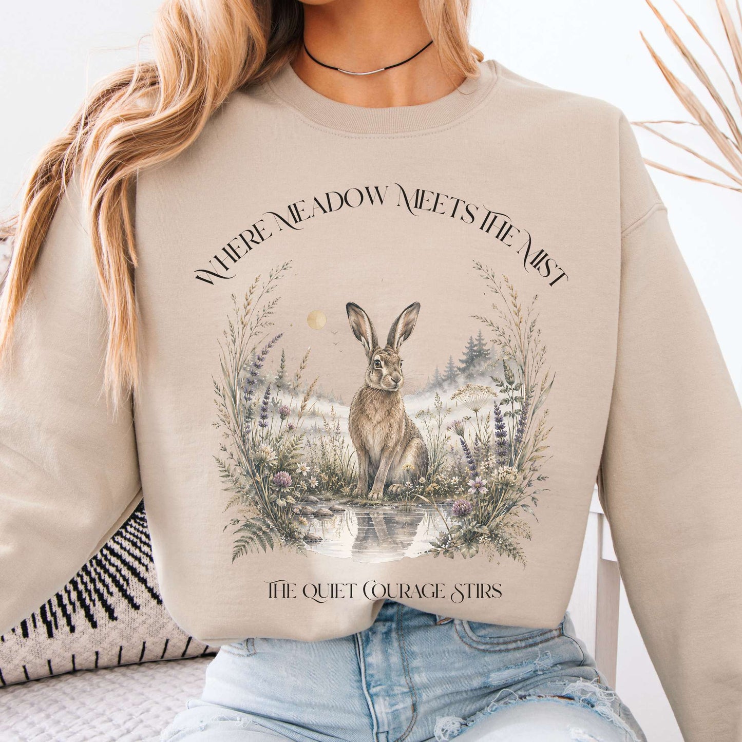 Sweatshirt Sand / S Where Meadow Meets the Mist Crewneck Sweatshirt The Mystic Eden