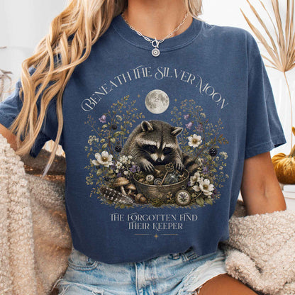 T-Shirt Denim / S Beneath the Silver Moon Raccoon T-Shirt The Mystic Eden