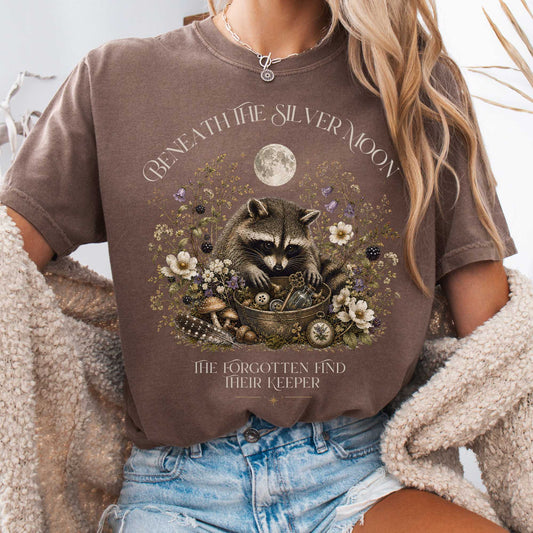 T-Shirt Espresso / S Beneath the Silver Moon Raccoon T-Shirt The Mystic Eden
