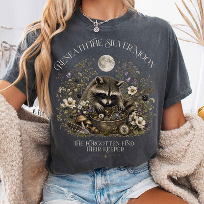 T-Shirt Pepper / S Beneath the Silver Moon Raccoon T-Shirt The Mystic Eden