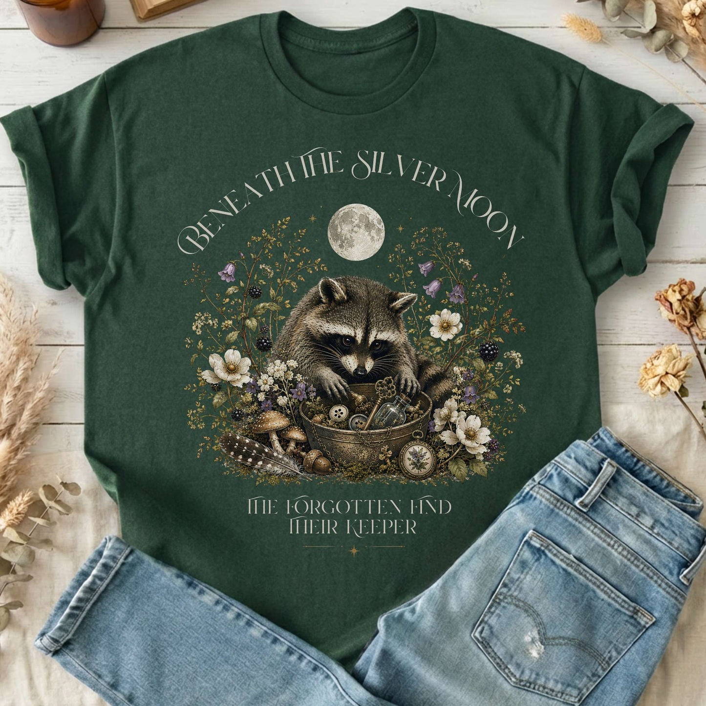 Beneath the Silver Moon Raccoon T-Shirt