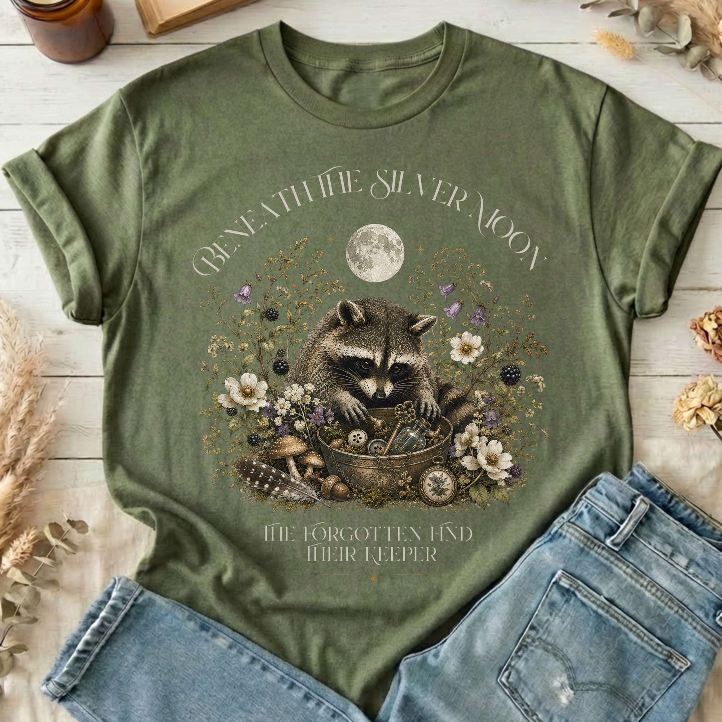 Beneath the Silver Moon Raccoon T-Shirt