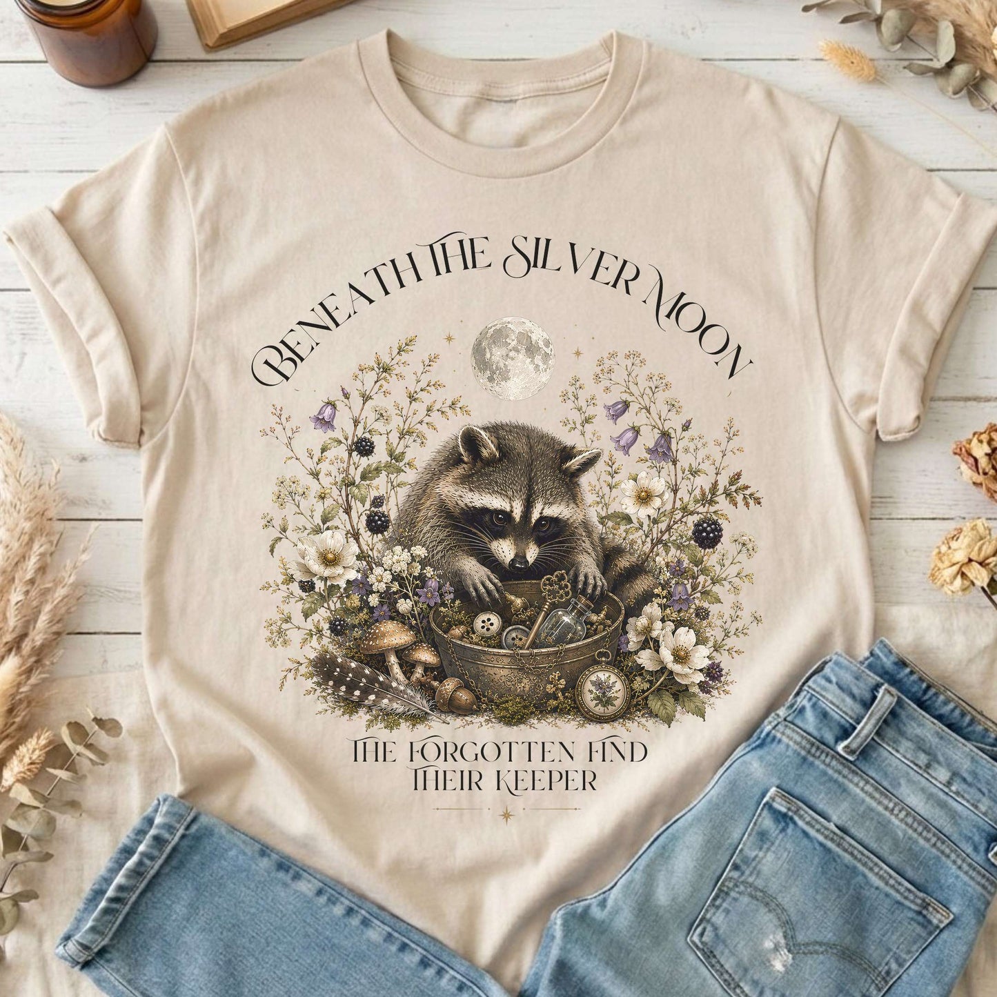 Beneath the Silver Moon Raccoon T-Shirt