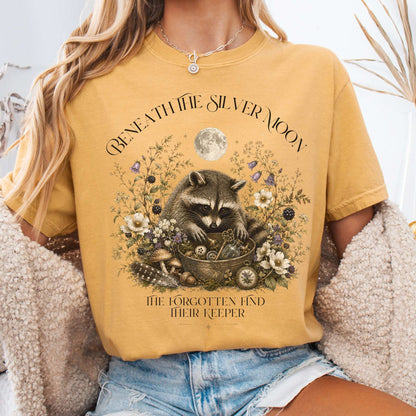 T-Shirt Mustard / S Beneath the Silver Moon Raccoon T-Shirt The Mystic Eden
