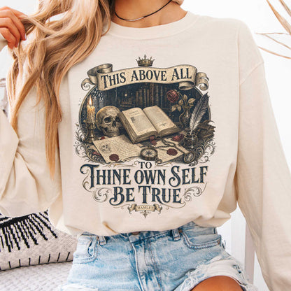 Long-sleeve Ivory / S To Thine Own Self Be True Hamlet Shakespeare Long Sleeve The Mystic Eden